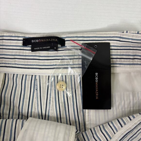 NWT BCBGMaxAzria Navy and White Cotton Striped Women's Shorts Size 8 YY0981 - Picture 5 of 9